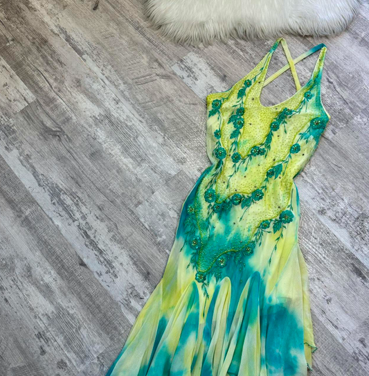 Halter Sheath Beaded Chiffon Prom Dresses, Yellow Homecoming Dresses HZ1024