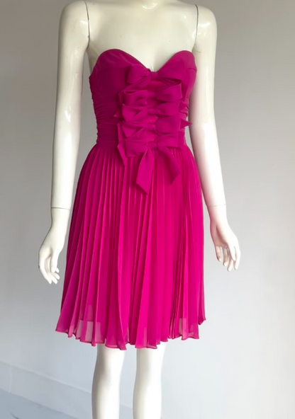 Sweetheart Sheath Chiffon Pleated Short Prom Dresses, Hot Pink Homecoming Dresses HZ1024