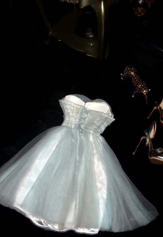 Strapless Ball Gown Tulle Birtdhay Dresses Beaded Homecoming Dresses HZ1024