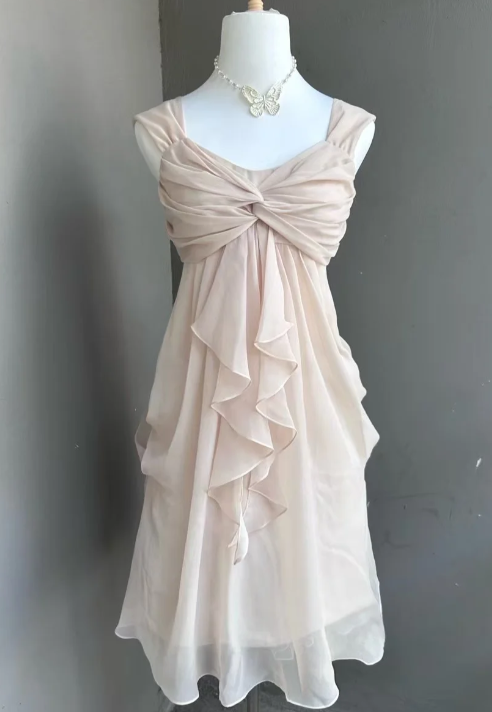 Vintage Sheath Chiffon Short Prom Dresses, Sleeveless Homecoming Dresses Birthday Dresses ED04281