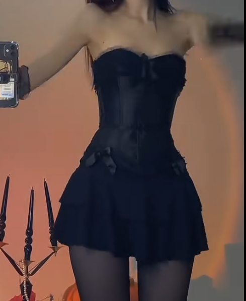 Strapless Bodycon Chiffon Short Prom Dresses, Black Homecoming Dresses Birthday Dresses HZ1024