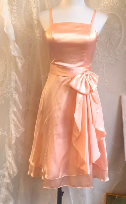 Vintage Spaghetti Strap Sheath Short Prom Dresses, Coral Homecoming Dresses ED04335