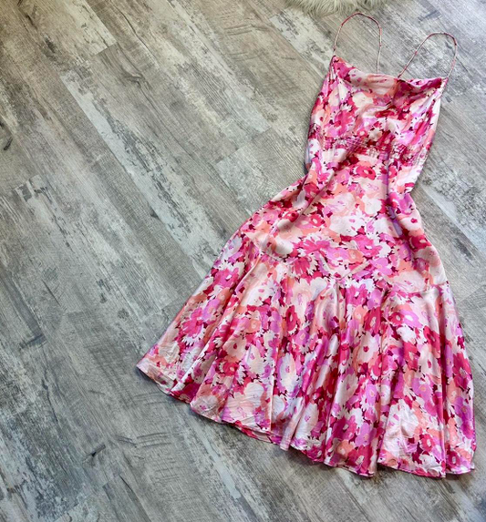 Vintage Spaghetti Straps Sheath Short Prom Dresses, Floral Homecoming Dresses ED04359