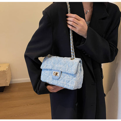 Chanel style all-match denim chain diamond square bag crossbody bag ED0436