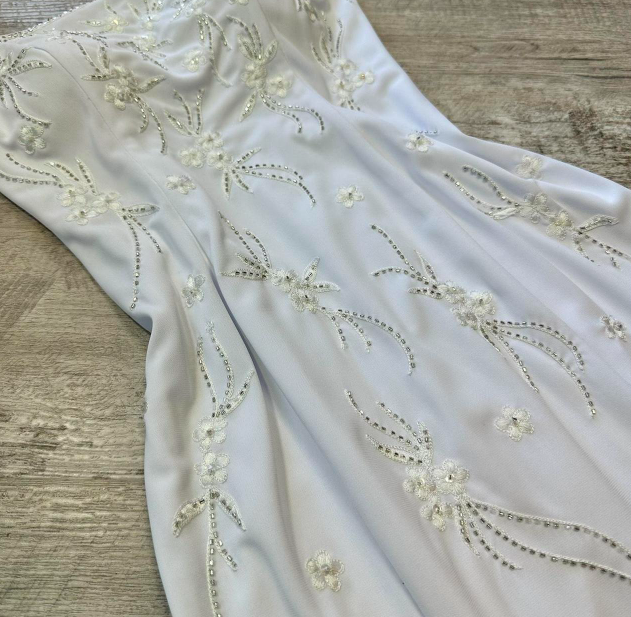 Vintage White Formal Dresses,Spaghetti Straps Sheath Guest Dresses, Beaded Long Prom Dresses ED04372