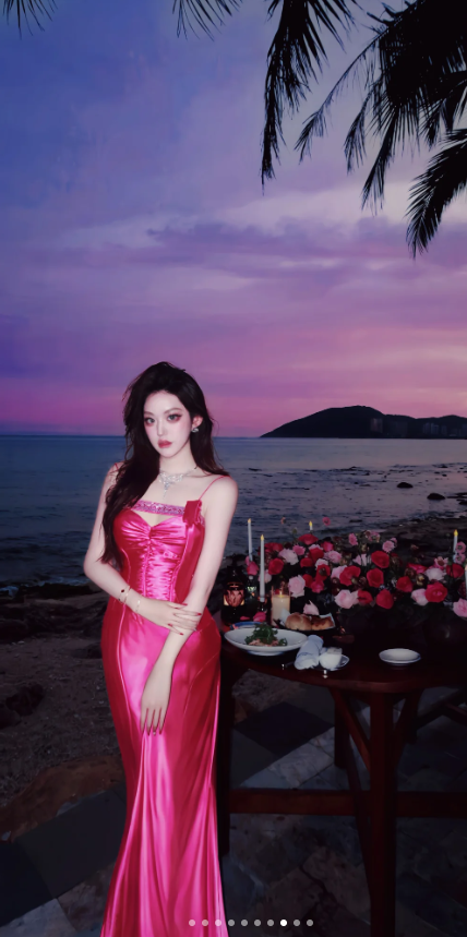 Hot Pink Long Formal Dresses, Spaghetti Strap Mermaid Prom Dresses, Open Back Evening Dresses HZ1024