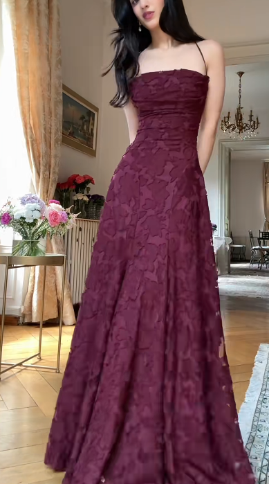 Chic Spaghetti Strap Sheath Wedding Guest Dresses,Lace Rust Red Formal Dresses ED04427