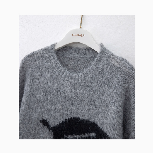 cherry embroidered crew neck sweater HZ1024