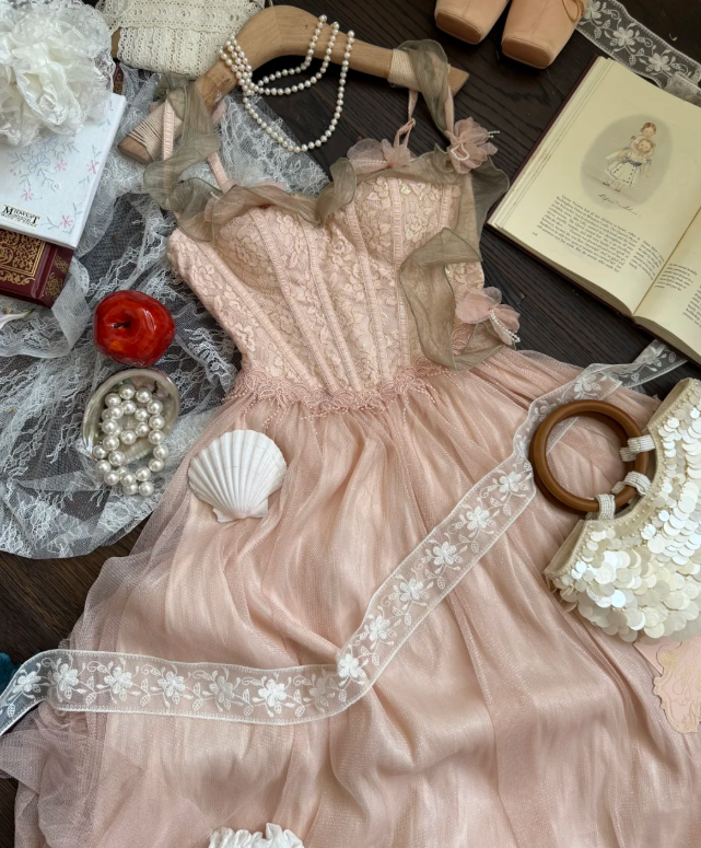 Cute Spaghetti Strap A-Line Long Prom Dresses Pink Birthday Dresses Pink Formal Dresses ED04493