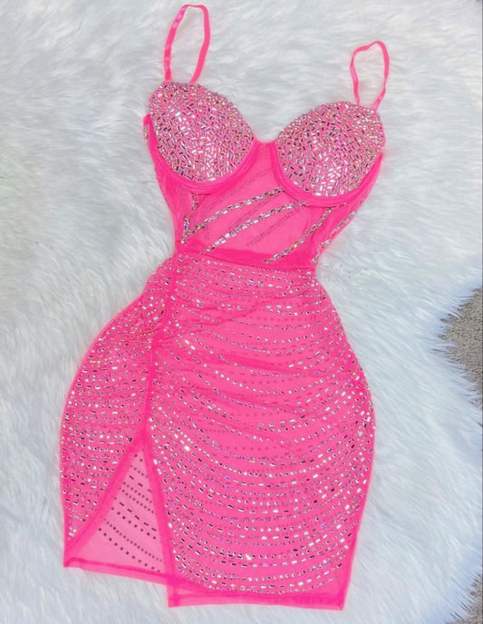 Spaghetti Straps Tight Short Prom Dresses Chiffon Pink Homecoming Dresses HZ1024