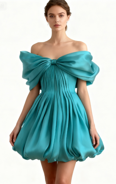 Strapless A-Line Short Prom Dresses Satin Turquoise Homecoming Dresses HZ1024