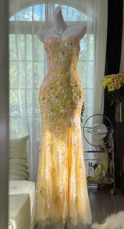 Mermaid Coral Formal Dresses Tulle Sequin Sweetheart Neck Long Prom Dresses Coral Evening Dresses HZ1024