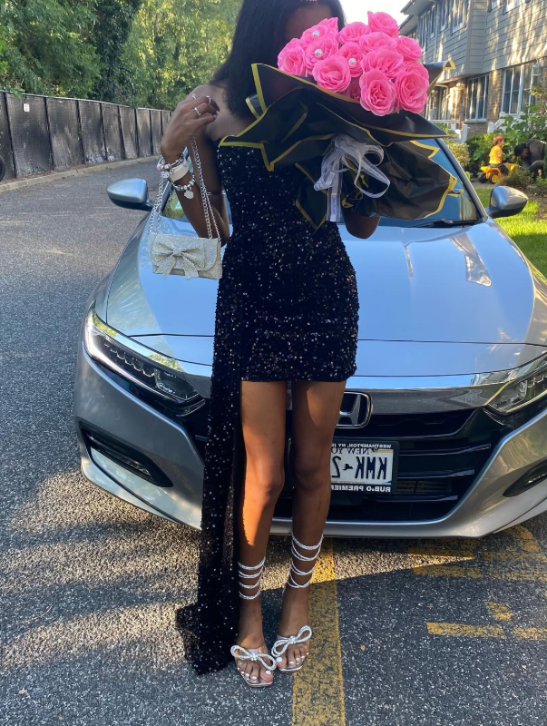 Strapless Bodycon Homecoming Dresses Sequined Short Prom Dresses Black Birthday Dresses HZ1024