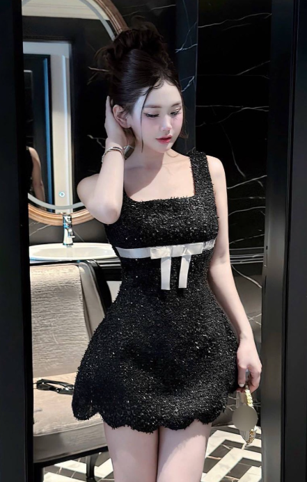 Square Neck A-Line Short Prom Dresses Black Birthday Dresses Sequin Homecoming Dresses HZ1024