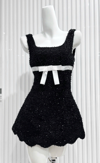 Square Neck A-Line Short Prom Dresses Black Birthday Dresses Sequin Homecoming Dresses HZ1024