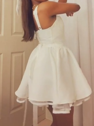 A-line Homecoming Dressses White Short Prom Dresses Spaghetti Strap Birthday Dresses HZ1024