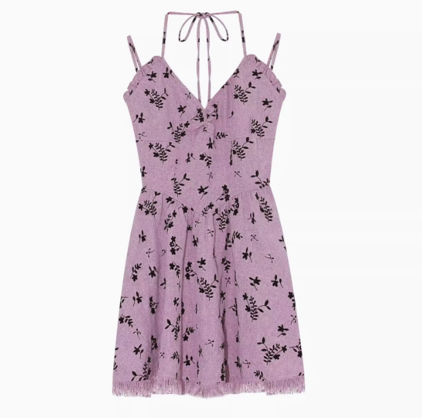and hot girl style floral tassel halter dress HZ1024