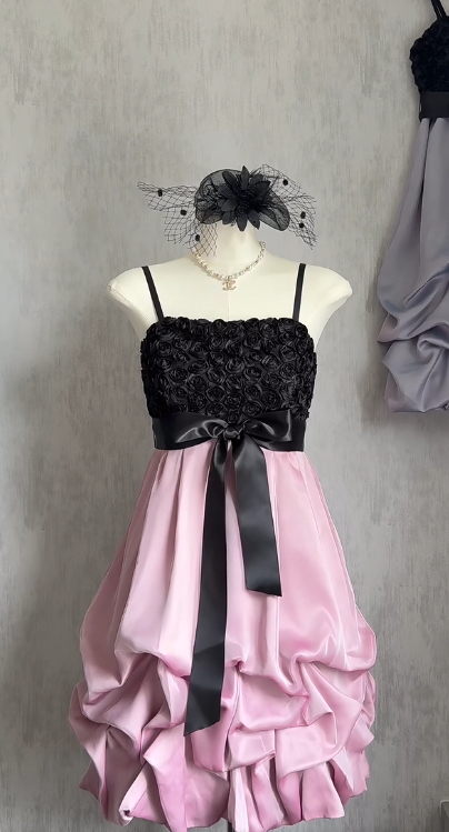 Spaghetti Strap Sheath Short Prom Dresses Satin Pink Homecoming Dresses HZ1024