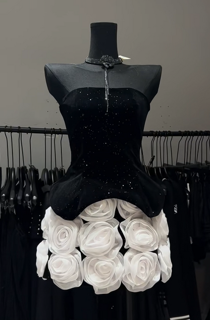 Glam Strapless Sheath Black Birthday Dresses Sexy Sequin Christmas Evening Dresses ED04737