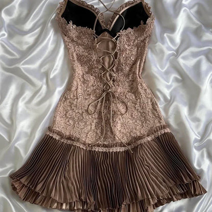 Pink Spaghetti Strap Chiffon Party Dresses Lace Applique Short Prom Dresses Homecoming Dress HZ1024