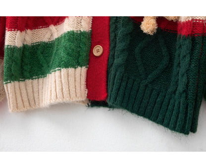 Christmas Colorblock Love Bear Cardigan HZ1024