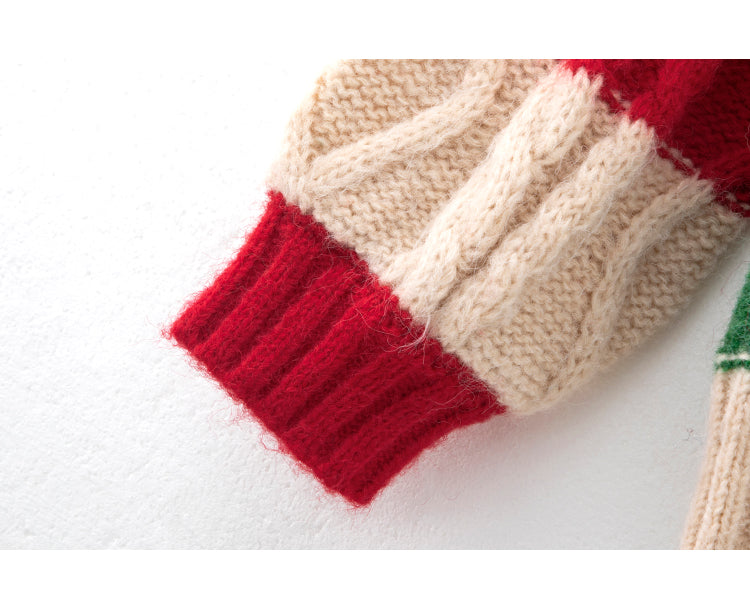 Christmas Colorblock Love Bear Cardigan HZ1024