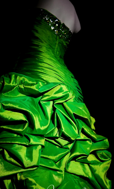 Strapless Bodycon Hi-lo Prom Dresses Taffeta Green Formal Dresses Green Halloween Dresses HZ1024