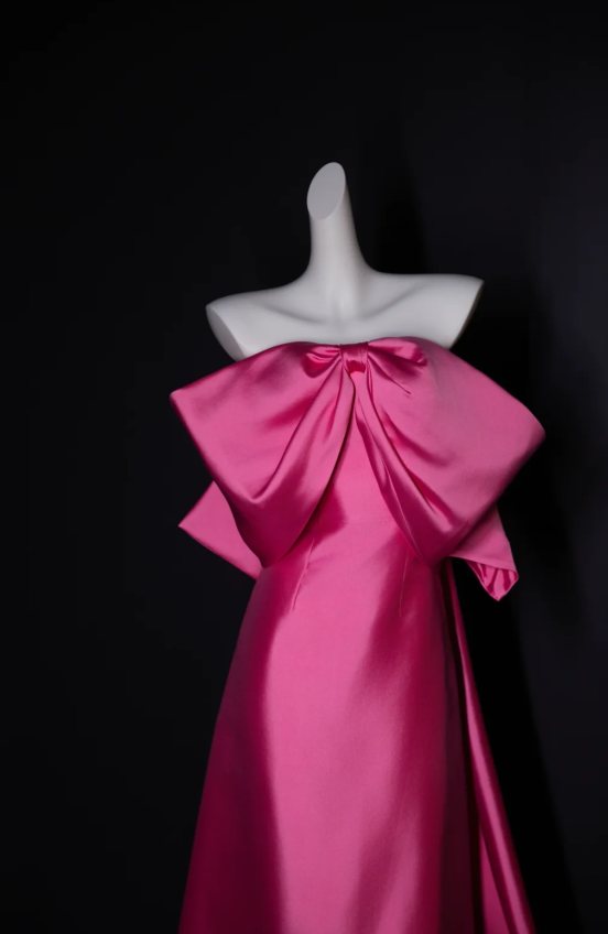 Elegant Strapless Sheath Hot Pink Long Prom Dresses Satin Hot Pink Evening Dresses ED04845