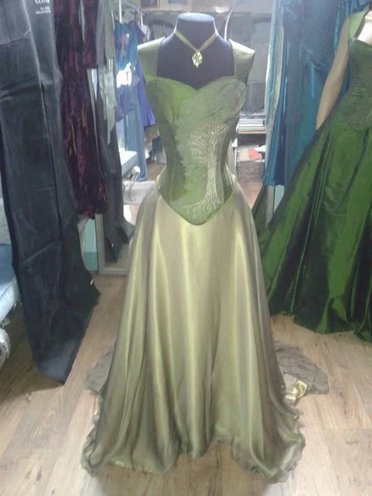 Strap Sheath Green Long Prom Dresses Satin Green Evening Dresses HZ1024