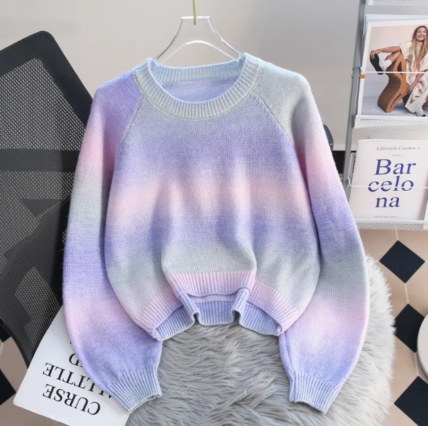 color dopamine soft waxy women's long-sleeved sweater HZ1024