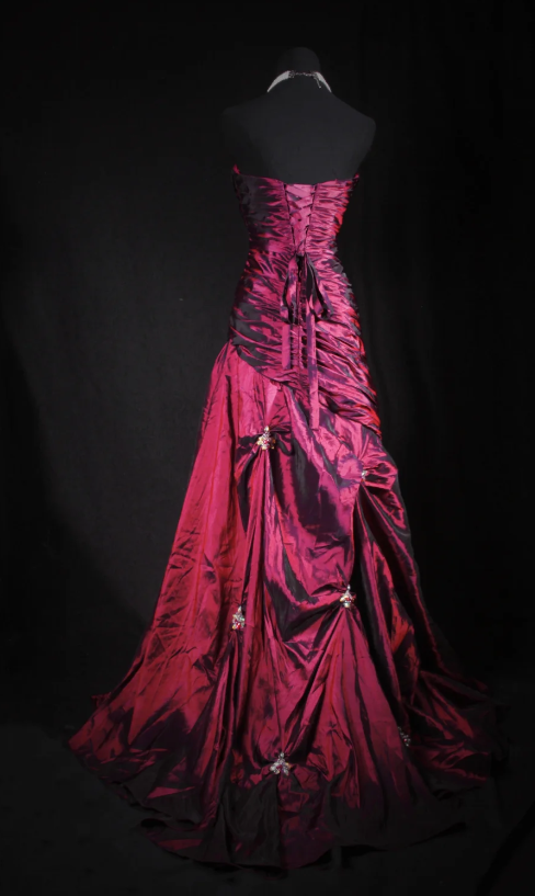 Sweetheart Neck A-Line Long Prom Dresses Taffeta Burgundy Formal Dresses Sleeveless Evening Gowns HZ1024