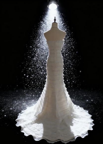 Strapless Sheath Long Wedding Dresses Tulle White Bridal Gowns Sleeveless Bridal Dresses HZ1024