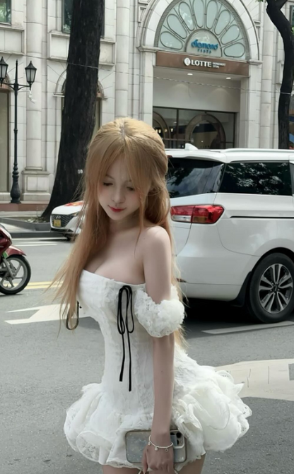 Off-the-shoulder Ball Gown Tulle Short Birthday Dresses White Party Dresses HZ1024