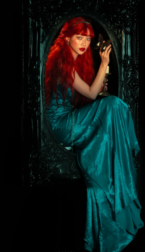 V-neck Sheath Turquoise Long Prom Dresses Beaded Satin Turquoise Evening Dresses HZ1024