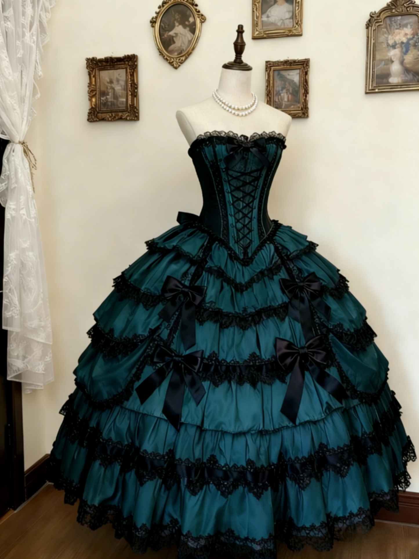 Cute Sweetheart Neck Ball Gown Lace Purple Long Lolita Dresses Purple Long Birthday Dresses ED04938
