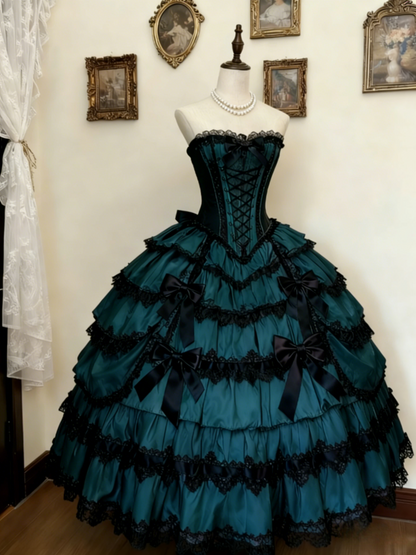 Cute Sweetheart Neck Ball Gown Lace Purple Long Lolita Dresses Purple Long Birthday Dresses ED04938