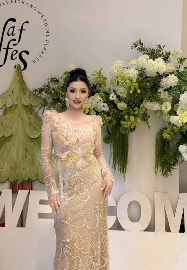 Sheath Long Prom Dresses Tulle Sequin Champagne Wedding Guest Dresses HZ1024