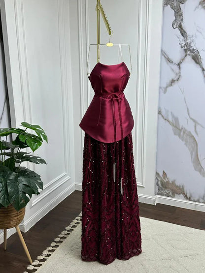 Elegant Straps Sheath Midnight Blue Long Prom Dresses Satin Midnight Blue Evening Gowns ED05150