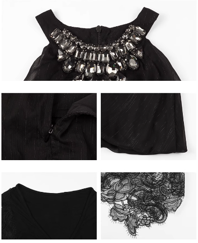 diamond v-neck black halter dress birthday dress HZ1024