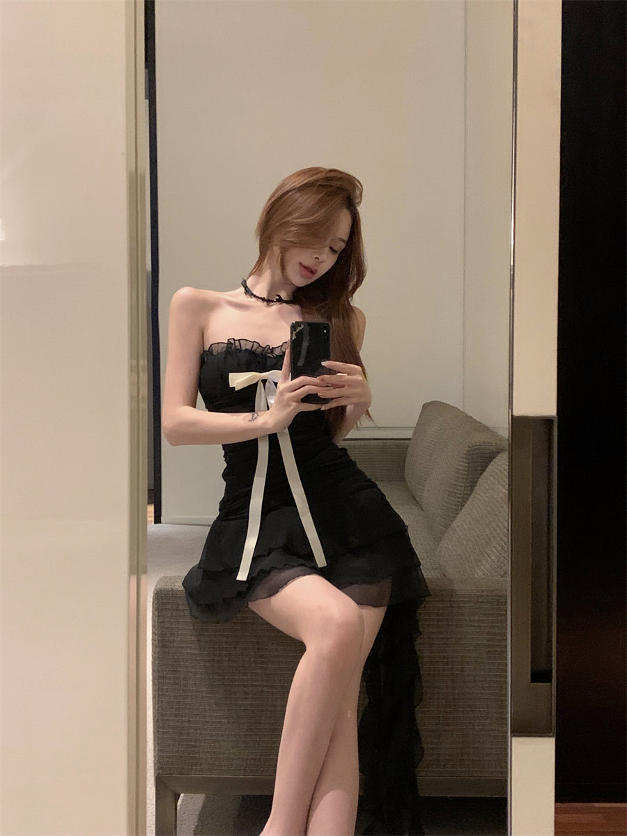 Black A-line homecoming dresses chiffon birthday dresses ED0523