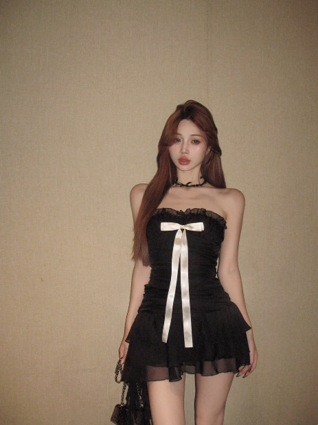 Black A-line homecoming dresses chiffon birthday dresses ED0523