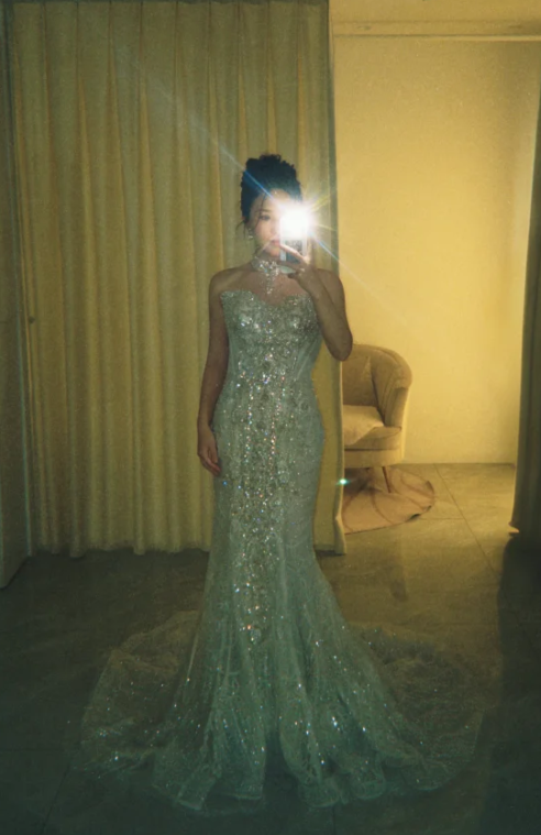 Elegant Mermaid Evening Gowns  Green Long Prom Dresses Sweetheart Tulle Green Formal Dresses ED05274