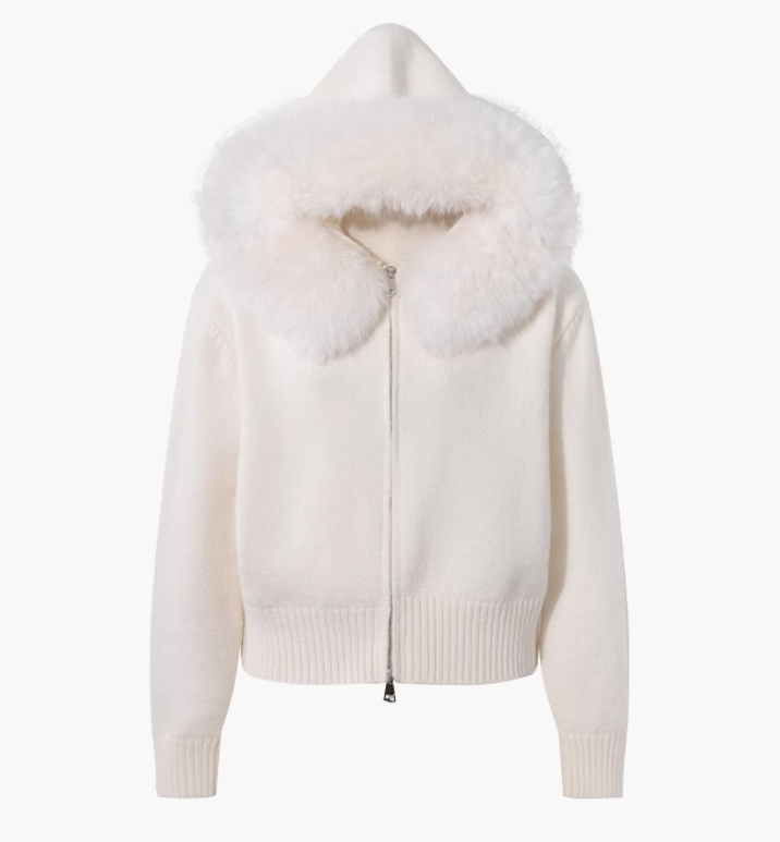 New Style Fashion Hooded Fur Collar Zipper Loose Sweater HZ1024