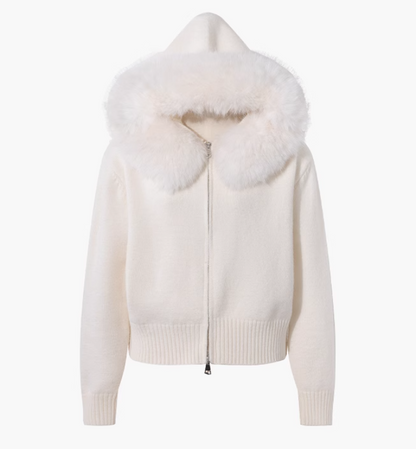 New Style Fashion Hooded Fur Collar Zipper Loose Sweater HZ1024