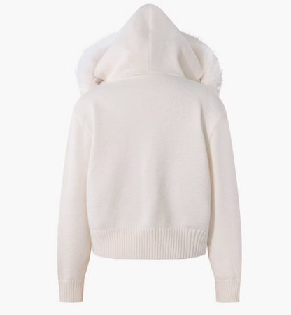 New Style Fashion Hooded Fur Collar Zipper Loose Sweater HZ1024