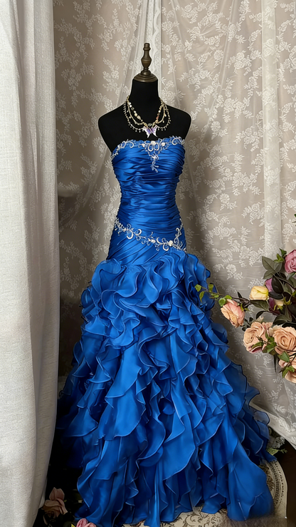 Vintage Sheath Grape Long Prom Dresses Tiered Tulle Strapless Quinceanera Dresses Sweet 16 Dresses ED05490