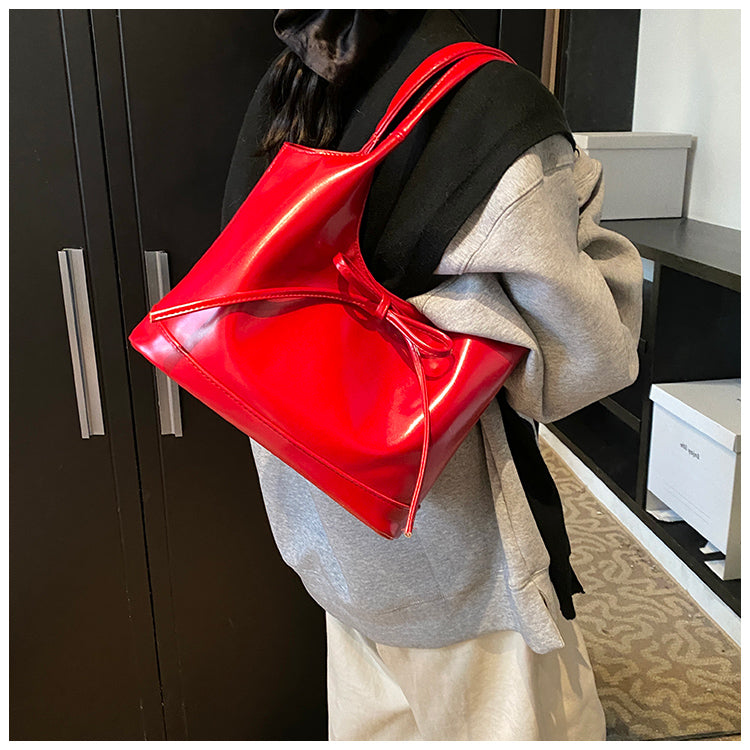 Versatile ballet style red bow shoulder bag ED0549