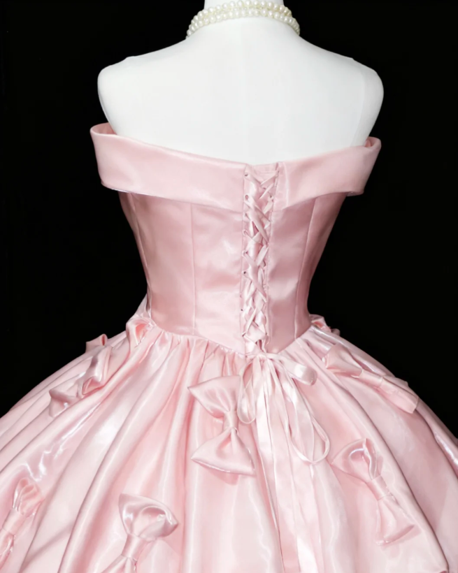 Cute A-Line Pink Short Prom Dresses  Satin Strapless Birthday Dresses Sleeveless Pink Party Dresses ED05500
