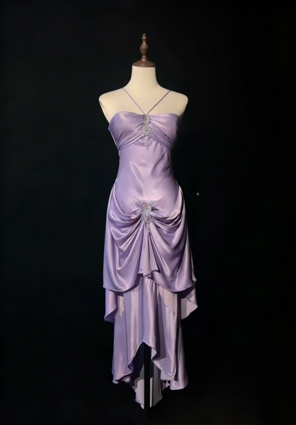 Chic Halter Sheath Short  Prom Dresses Satin Blue Evening Gowns Sleeveless Formal Dresses ED05577
