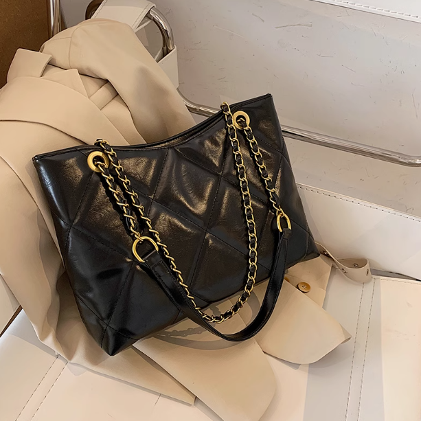 Diamond chain large capacity commuter  shoulder bag ED0563